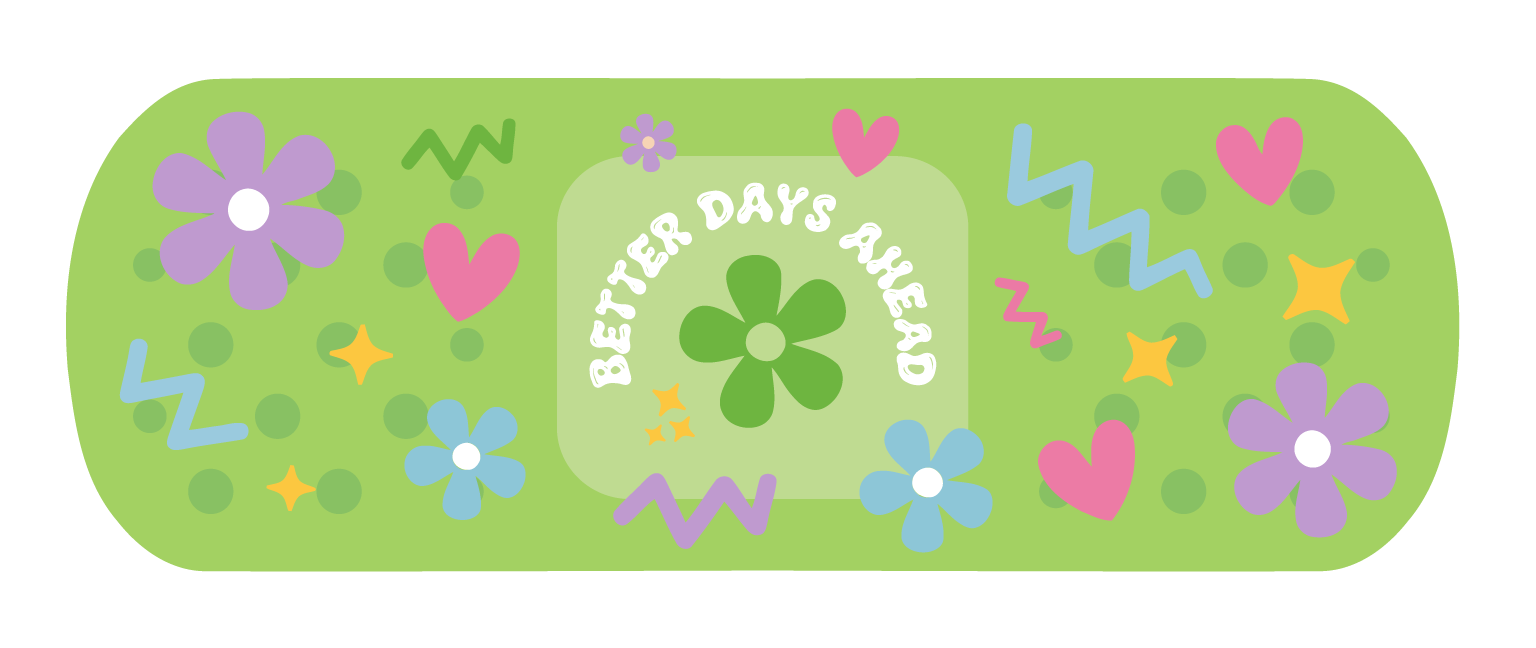 Better Days Ahead bandage-inspired scratch cover decal design.