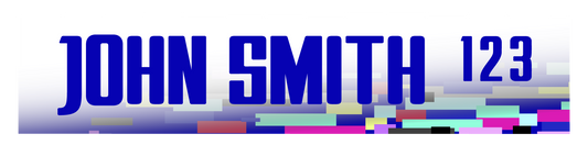 HD Livery Lab Glitch Shift name plate design featuring a glitch inspired design with name and number.