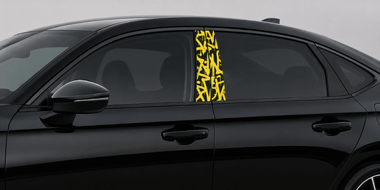 Signal Chaos pillar kit installed on a black sedan.