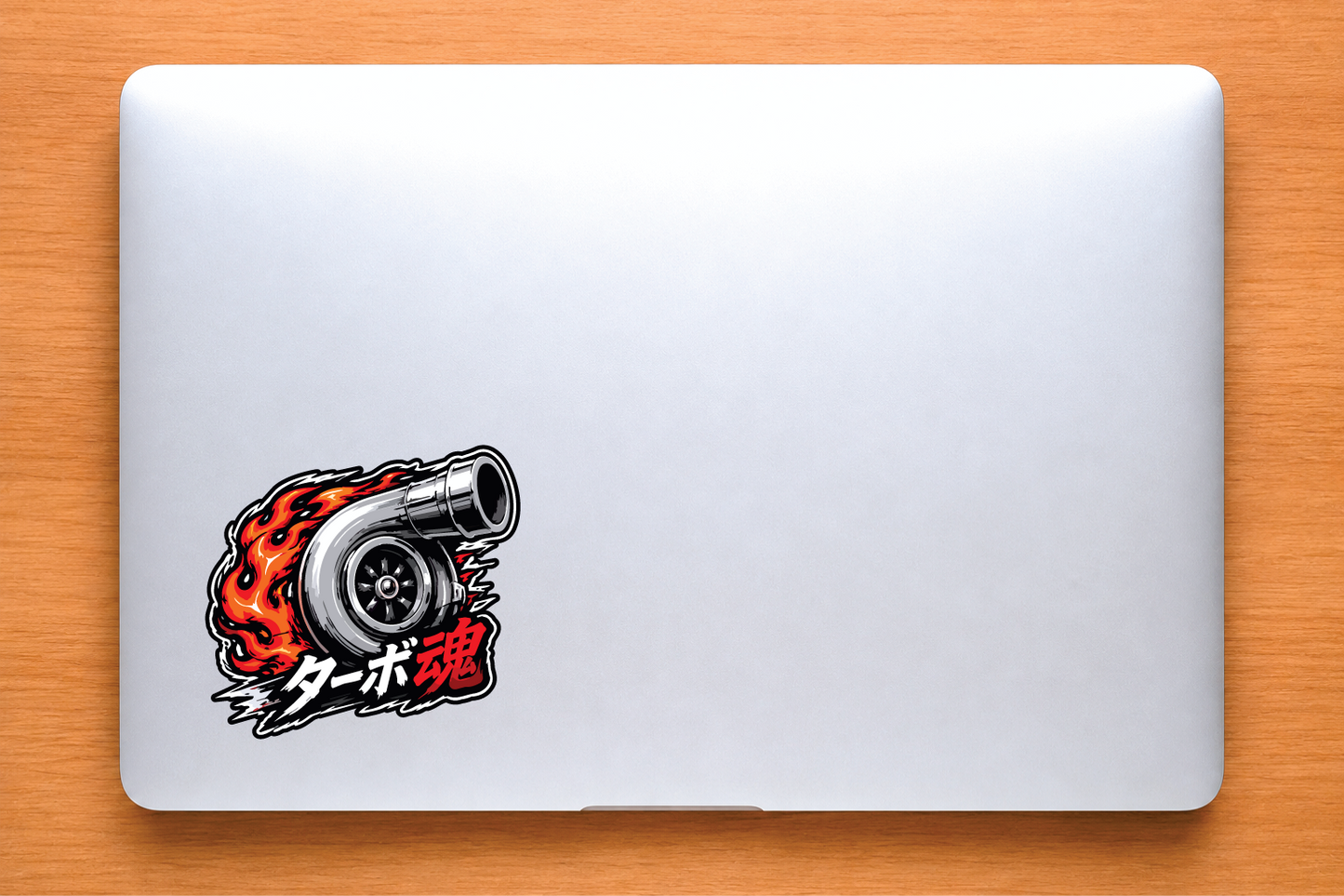 Turbo Spirit vinyl decal displayed on a laptop surface.