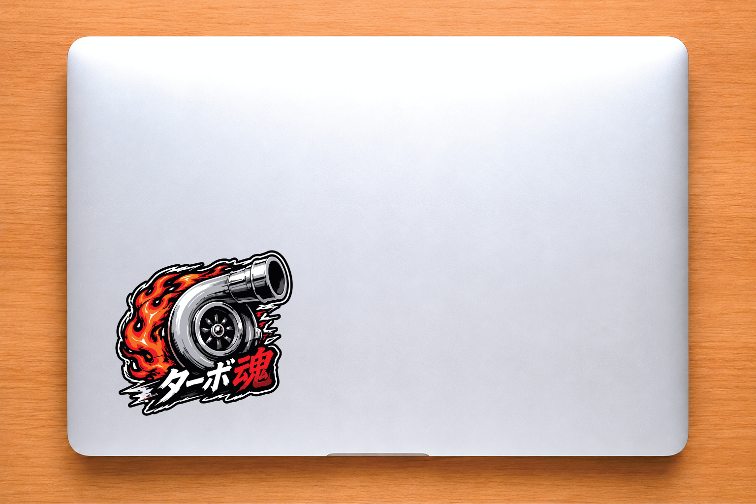 Turbo Spirit vinyl decal displayed on a laptop surface.